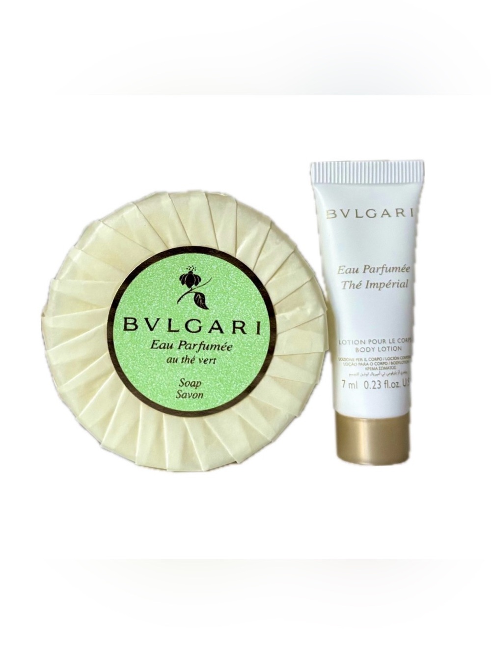 Bulgari Thé Vert Soap & Body Lotion Set in Light Green